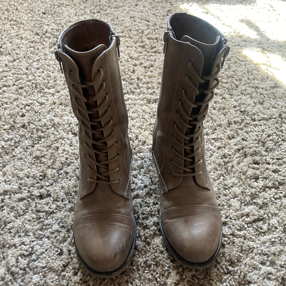 Ankle zip up boots.